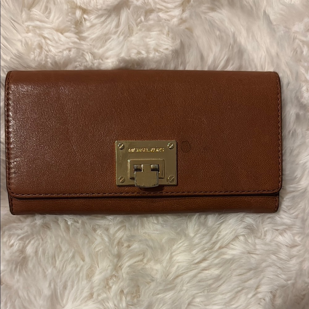 Michael Kors Brown Leather Wallet with Gold Hardware
